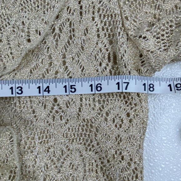 Womens Small Y2K Beige Lace Ruffle Blouse Cardigan Flared 3/4 Sleeves - Picture 7 of 11